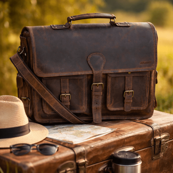 Buffalo Leather Messenger bag with Dual Compartment AZ 053