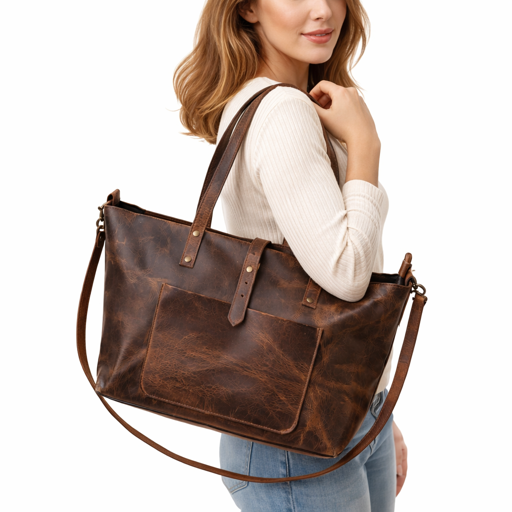 Mordernist Leather Classic Tote Purse SD 066 (Retro) 18”*12”*7.5” Inch