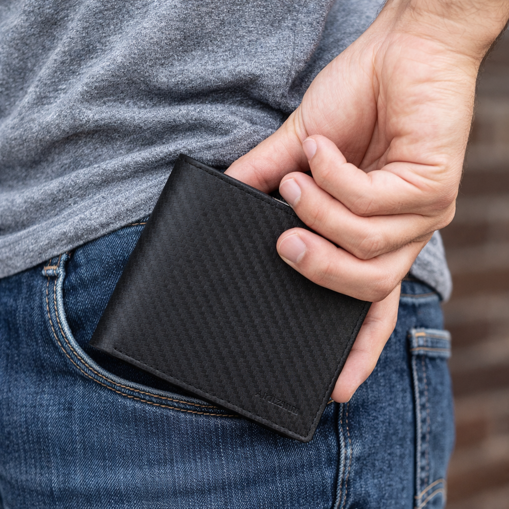 Mens Full Grain Carbon Fiber Bifold SD 060 (4.25 inches x 3.5 inches )