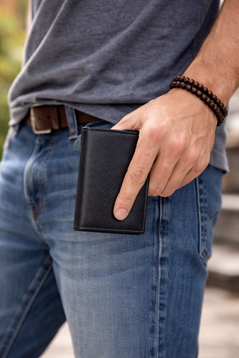 Mens Full Grain Carbon Fiber Bifold SD 060 (4.25 inches x 3.5 inches )