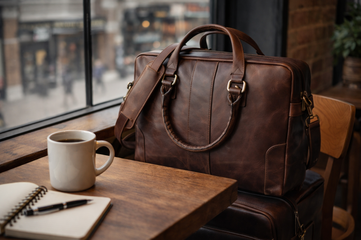 Nappa Messenger Bag with Dual Compartment 13.78”* 10.28”* 3.54” Inches (Vintage)