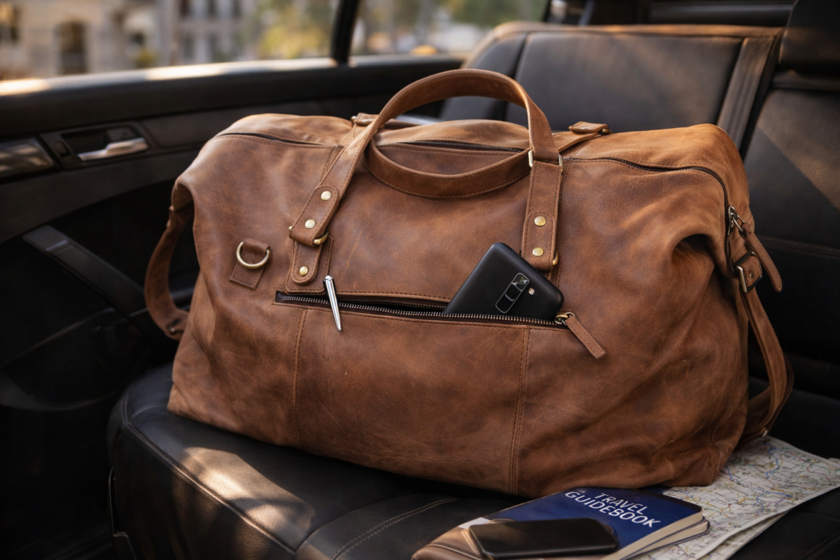 Full Grain Leather Handmade Duffle Bag 20*10.5*9.5 Inches