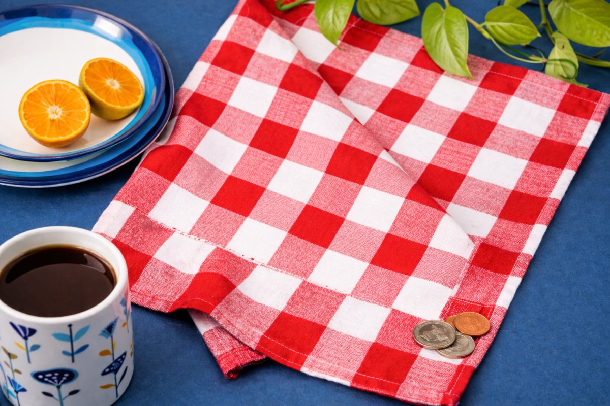 Set of 4 Plaid Buffalo check Dish Towels Hanging Tea Towel