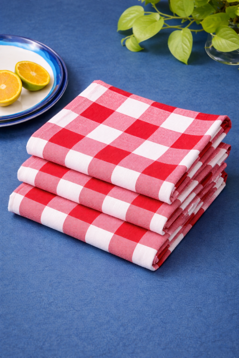 Set of 4 Plaid Buffalo check Dish Towels Hanging Tea Towel