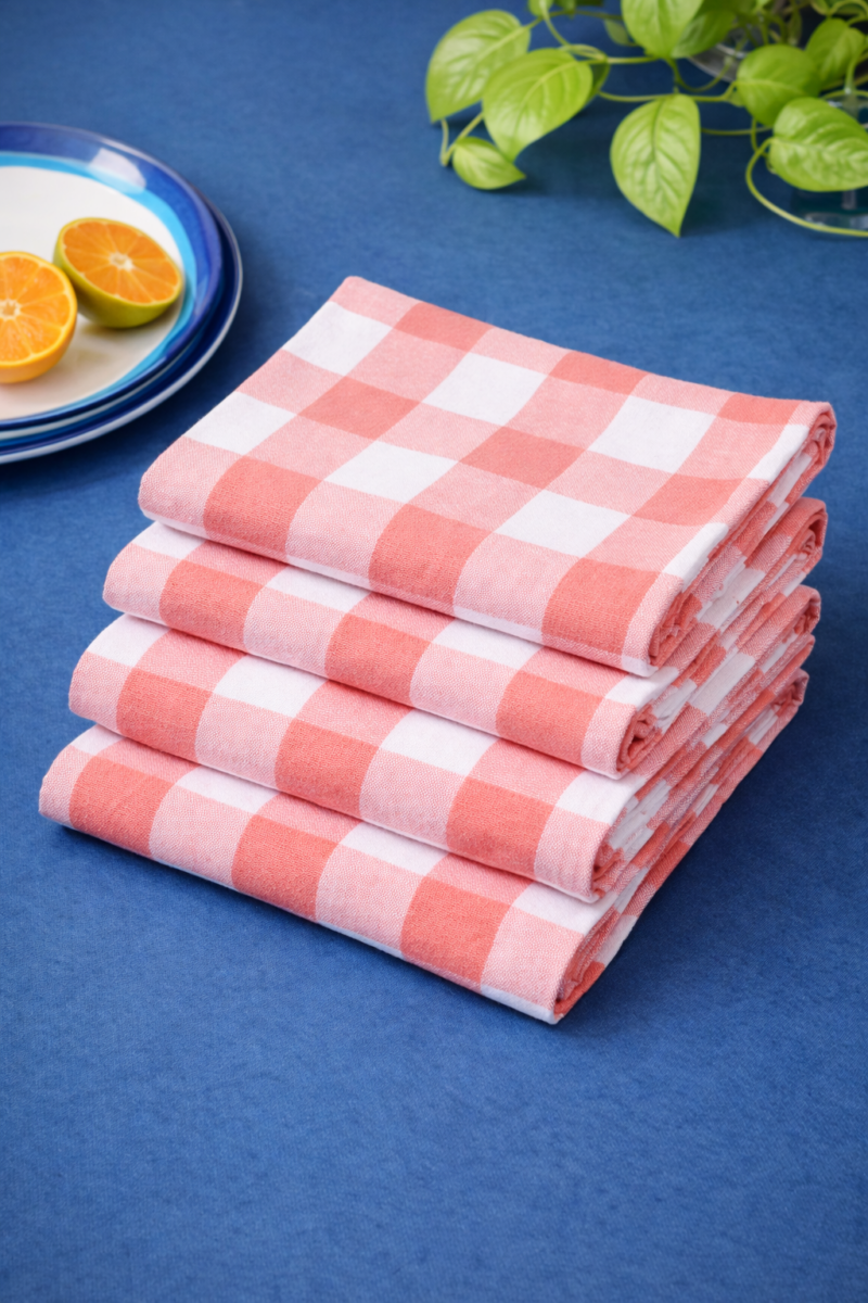 Set of 4 Plaid Buffalo check Dish Towels Hanging Tea Towel