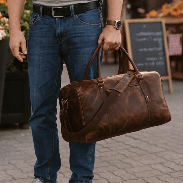 Leather Duffel Bag for Men and Women Travel Bag MK 081, 50*24*26 Cm