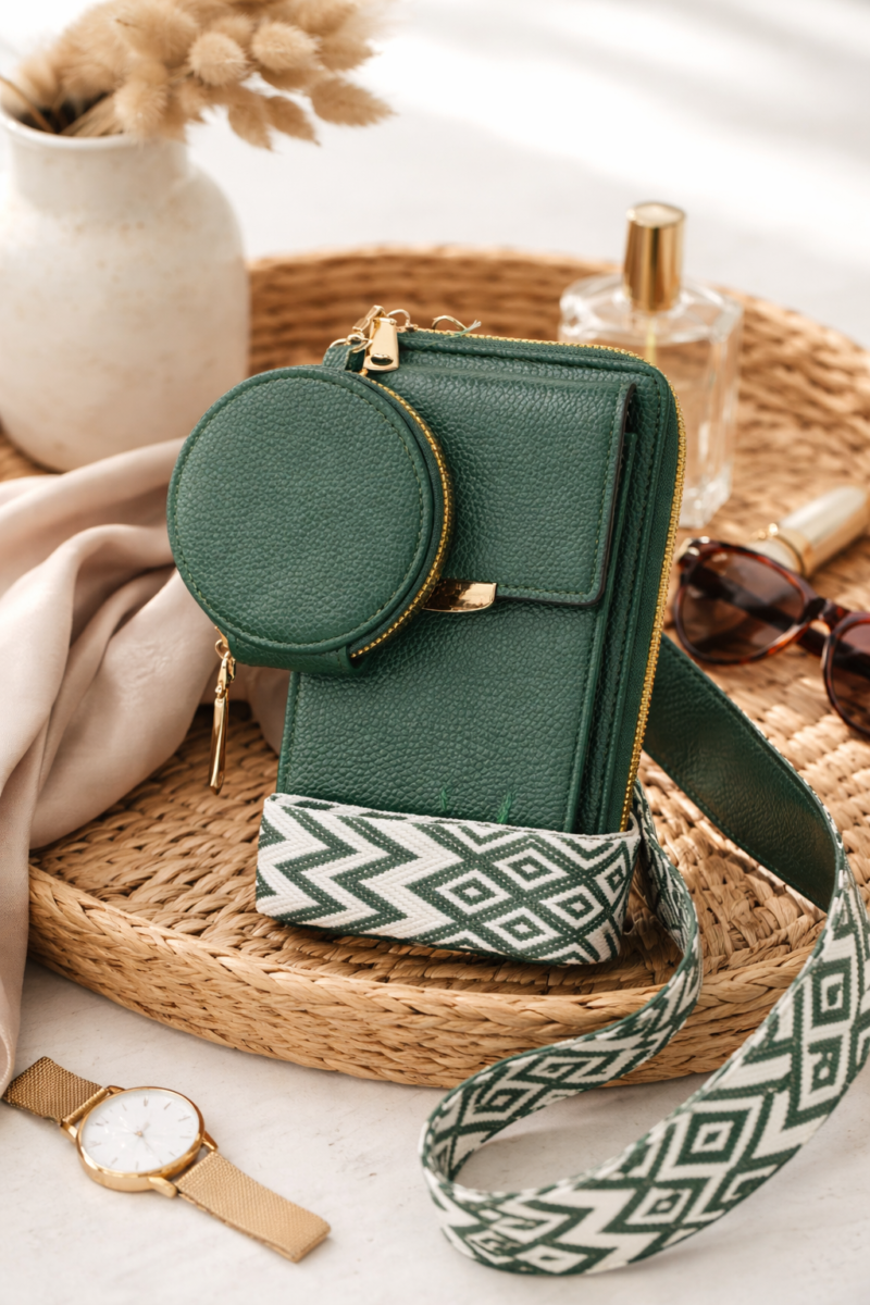 Vegan Crossbody Bag with Adjustable Guitar Strap SD 074 (7.0*3.5*1.3” Inches)