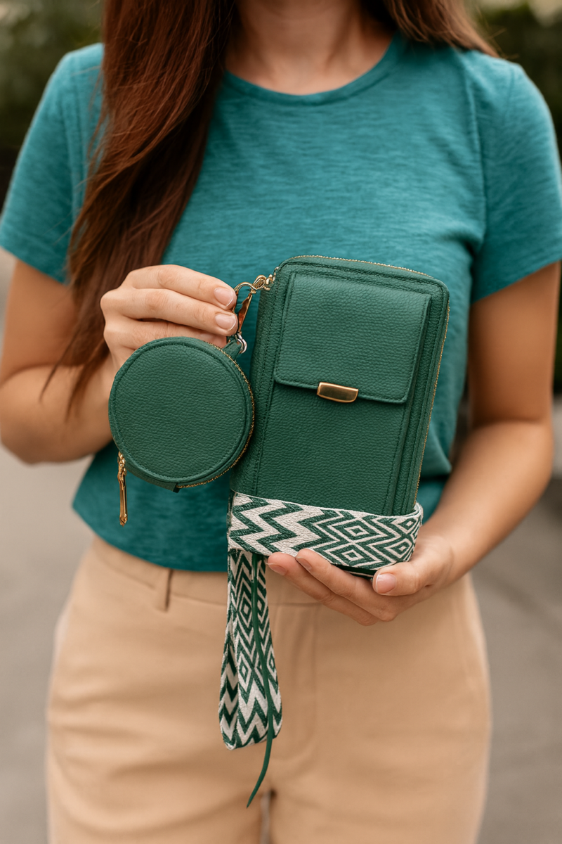 Vegan Crossbody Bag with Adjustable Guitar Strap SD 074 (7.0*3.5*1.3” Inches)