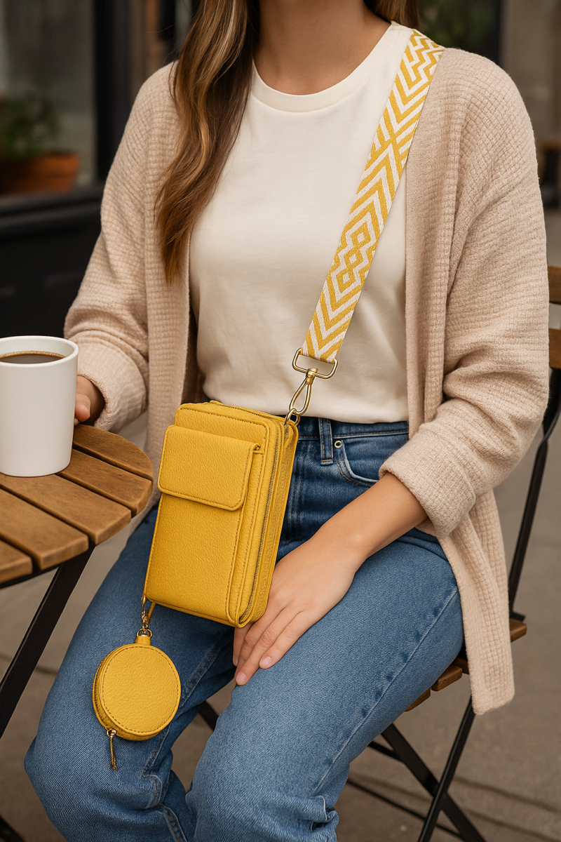 Vegan Crossbody Bag with Adjustable Guitar Strap SD 074 (7.0*3.5*1.3” Inches)