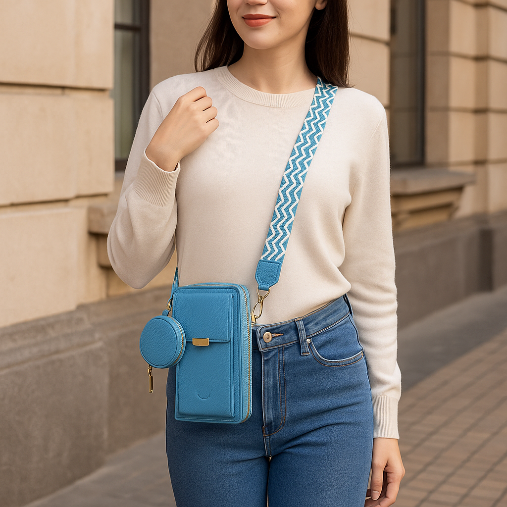 Vegan Crossbody Bag with Adjustable Guitar Strap SD 074 (7.0*3.5*1.3” Inches)