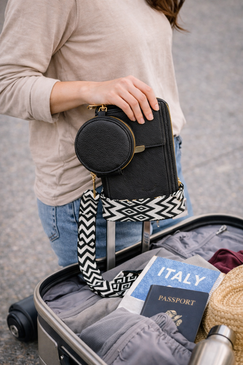 Vegan Crossbody Bag with Adjustable Guitar Strap SD 074 (7.0*3.5*1.3” Inches)