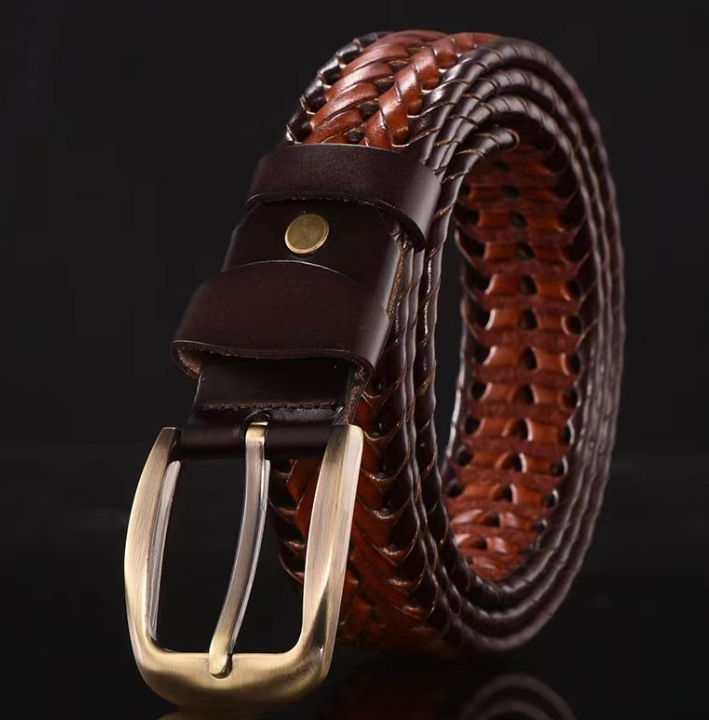 Braided Leather Belt for Men Casual Jeans, Golf, Men’s Woven Alloy Buckle Gifts for Men