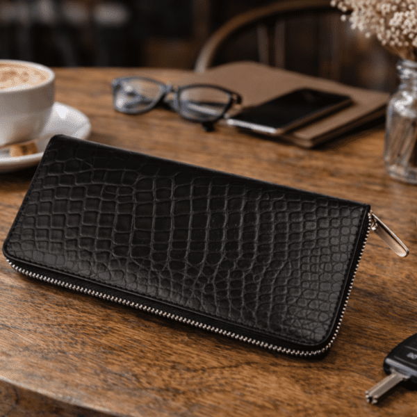 Womens Credit Card Holder RFID Blocking ,Zipper Holder (Croco Pattern)