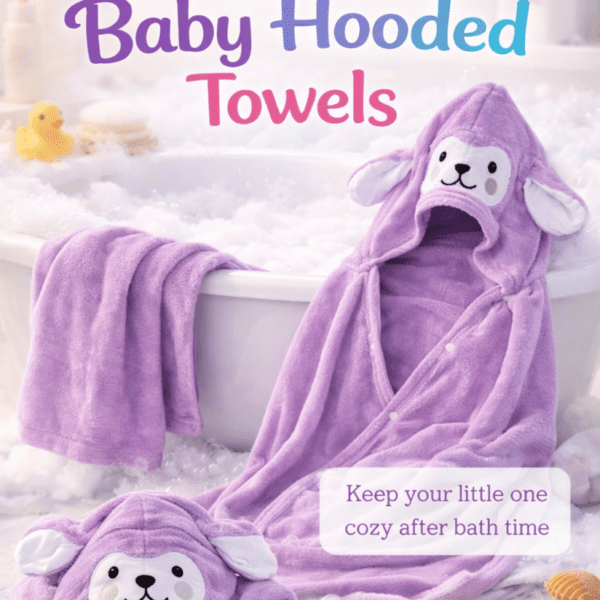 Baby Hooded Towel, Premium Cotton Infant, 2-Pack, 76*76 cm, Newborn Bath with Hood for Baby Girls & Boys