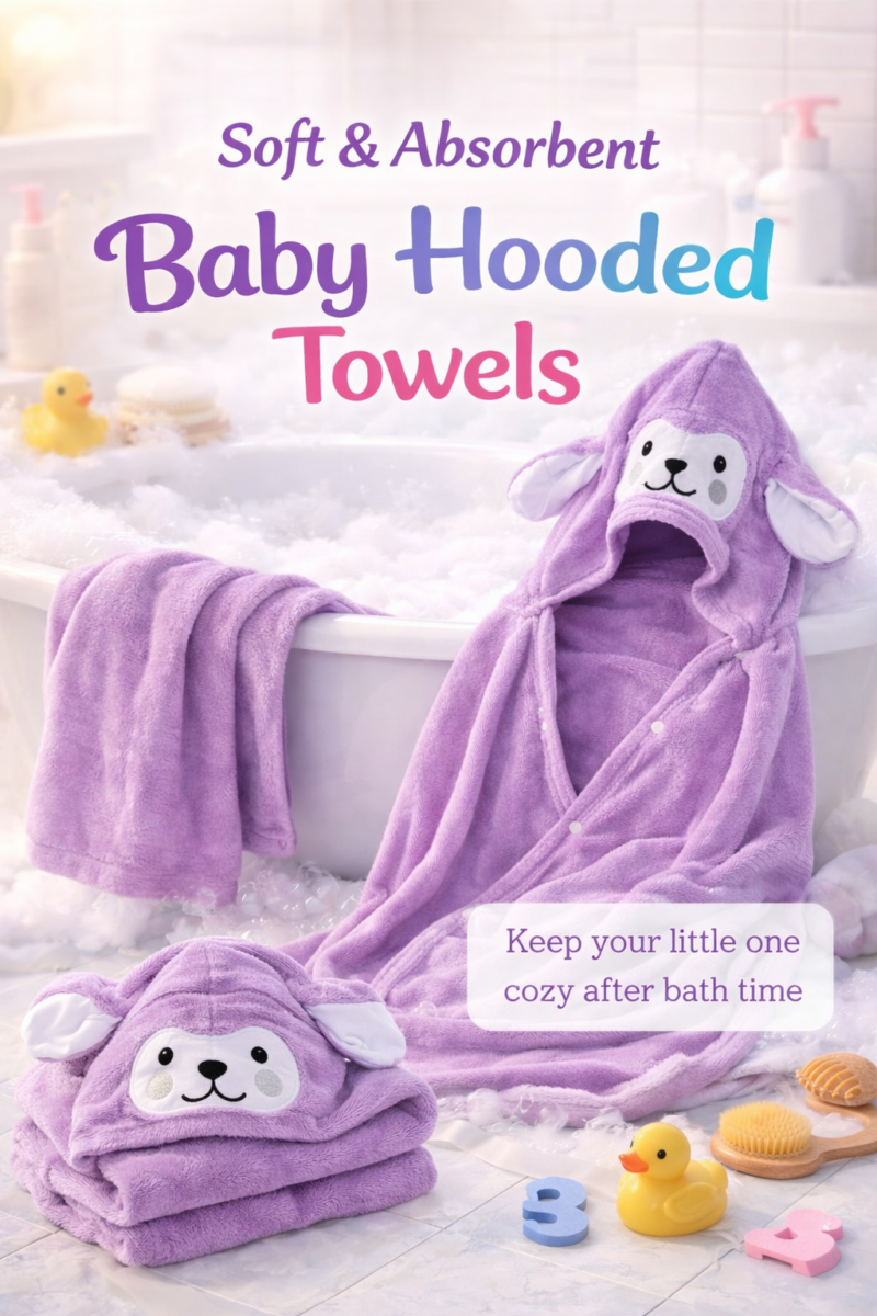 Baby Hooded Towel, Premium Cotton Infant, 2-Pack, 76*76 cm, Newborn Bath with Hood for Baby Girls & Boys