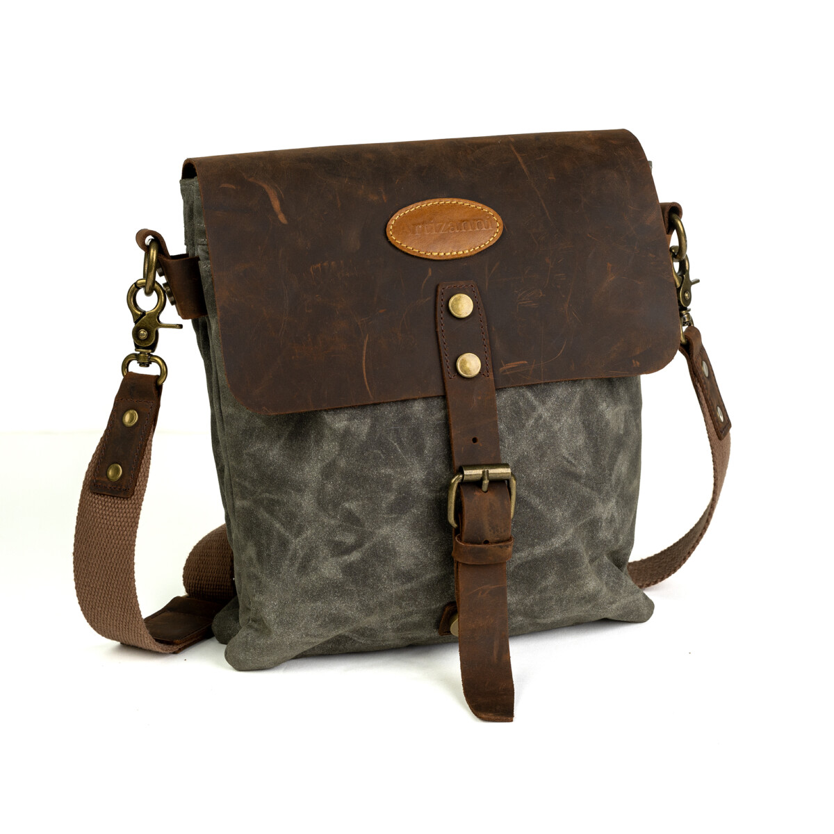 Sling Bags for Women Men Zipper Crossbody Bag Canvas/Leather