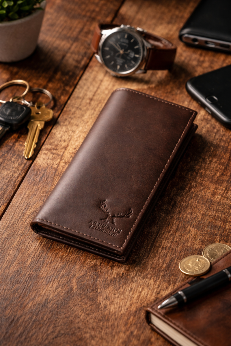 Artizanni Long Leather Wallet- Bifold Mens Suite Leather Wallet
