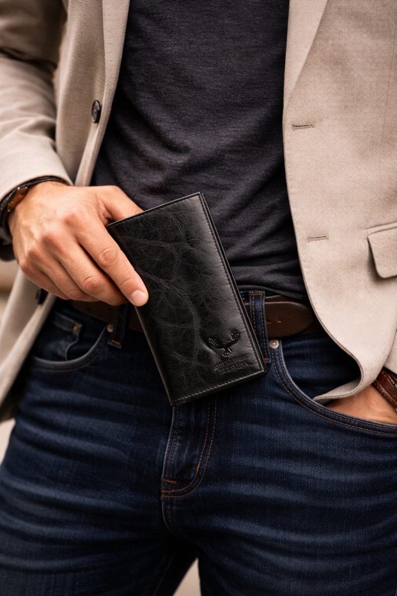 Artizanni Long Leather Wallet- Bifold Mens Suite Leather Wallet