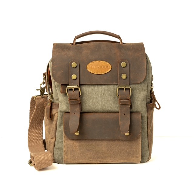 Artizanni Backpack for Men Women, Canvas Waxed Shoulder Bag Carry On Travel