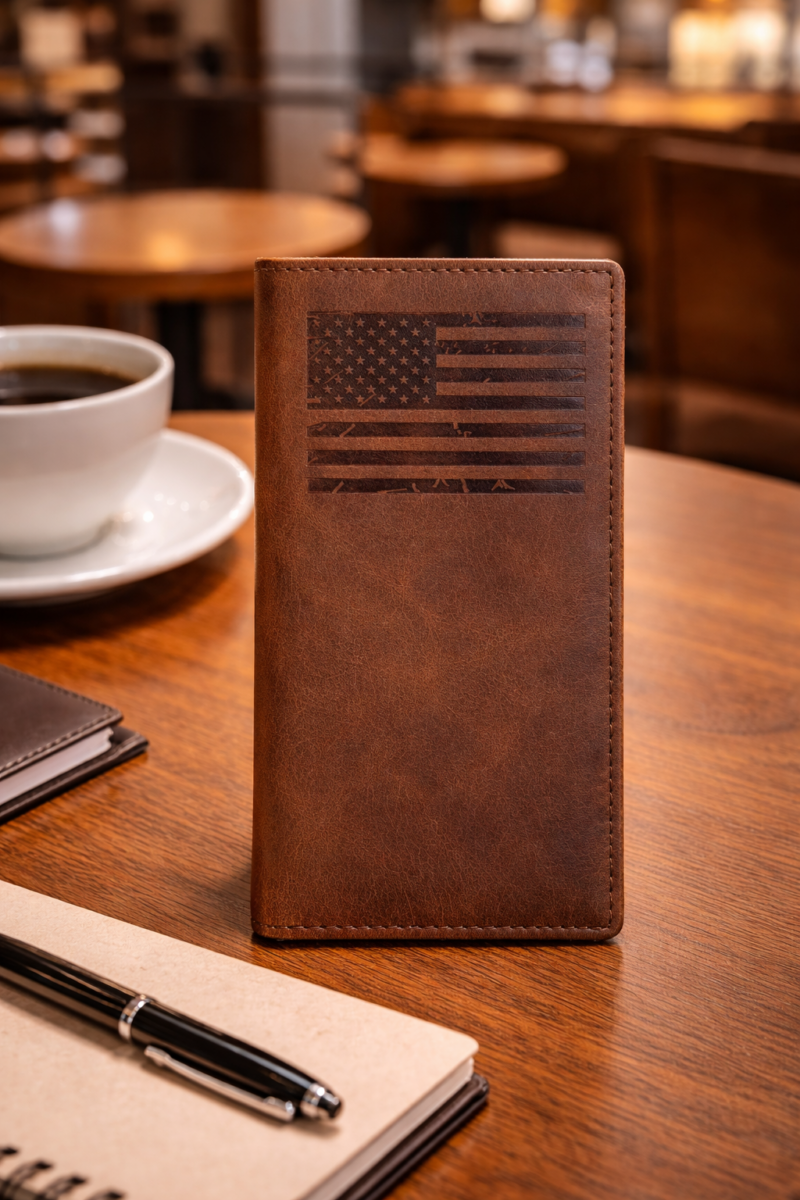 Men’s checkbook Rodeo Long Wallet (FLAG) SD 033, Size :  3.6” W * 7.1” H Inches