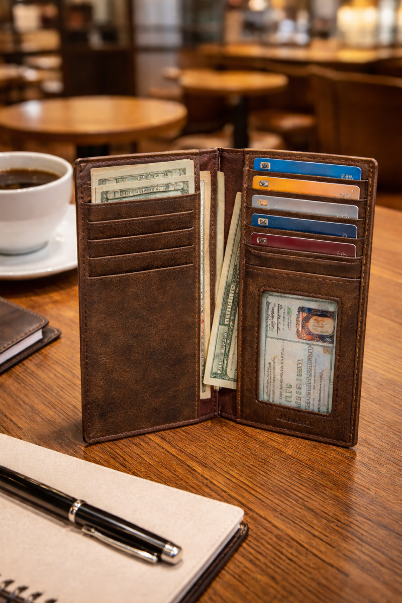 Men’s checkbook Rodeo Long Wallet (FLAG) SD 033, Size :  3.6” W * 7.1” H Inches