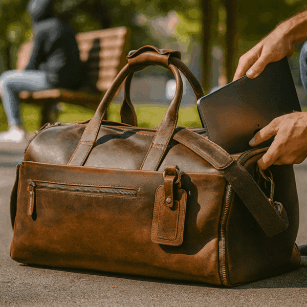 Leather Waterproof Mens Garment Bag , Mens Suit Flight Duffle Bag, Christmas Gifts for Men MK 083 (Vintage) 21.5*11.5*9.5Inches