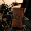 Flag Long Wallet Biker- Vintage Leather, RFID Blocking Flag Long Wallet Biker- Vintage Leather, RFID Blocking