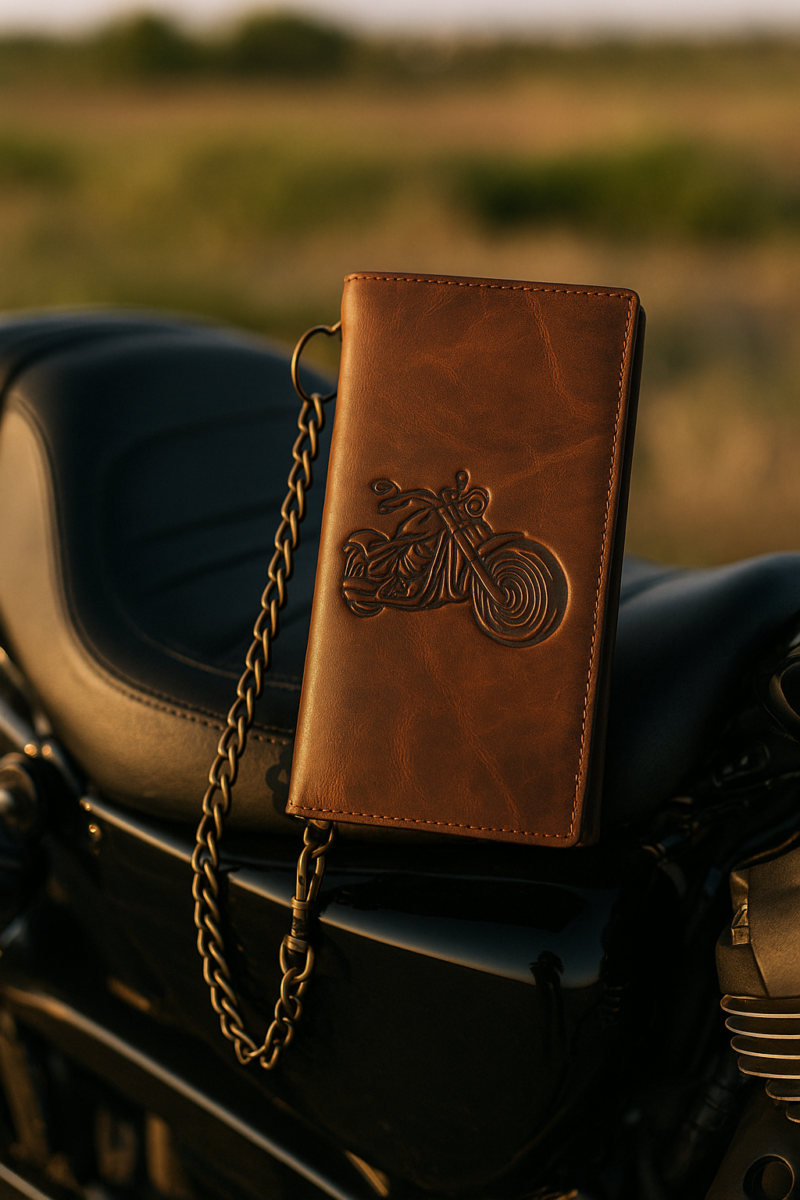 Flag Long Wallet Biker- Vintage Leather, RFID Blocking