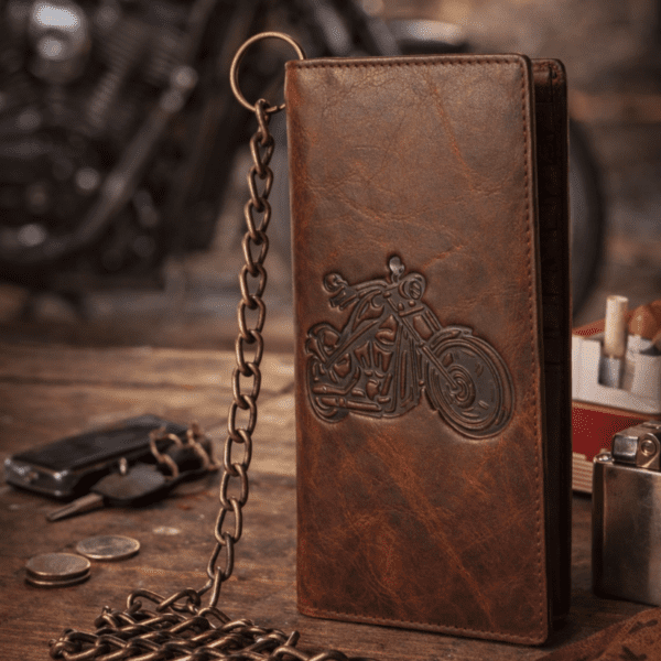 Flag Long Wallet Biker- Vintage Leather, RFID Blocking (3.5” W * 8” H * 0.25” D) Flag Long Wallet Biker- Vintage Leather, RFID Blocking (3.5” W * 8” H * 0.25” D)