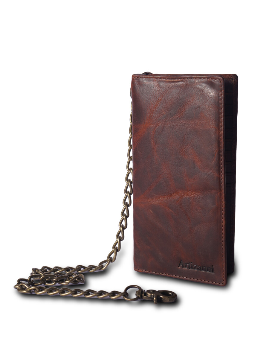 Flag Long Wallet Biker- Vintage Leather, RFID Blocking