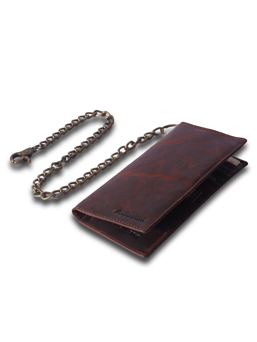 Flag Long Wallet Biker- Vintage Leather, RFID Blocking