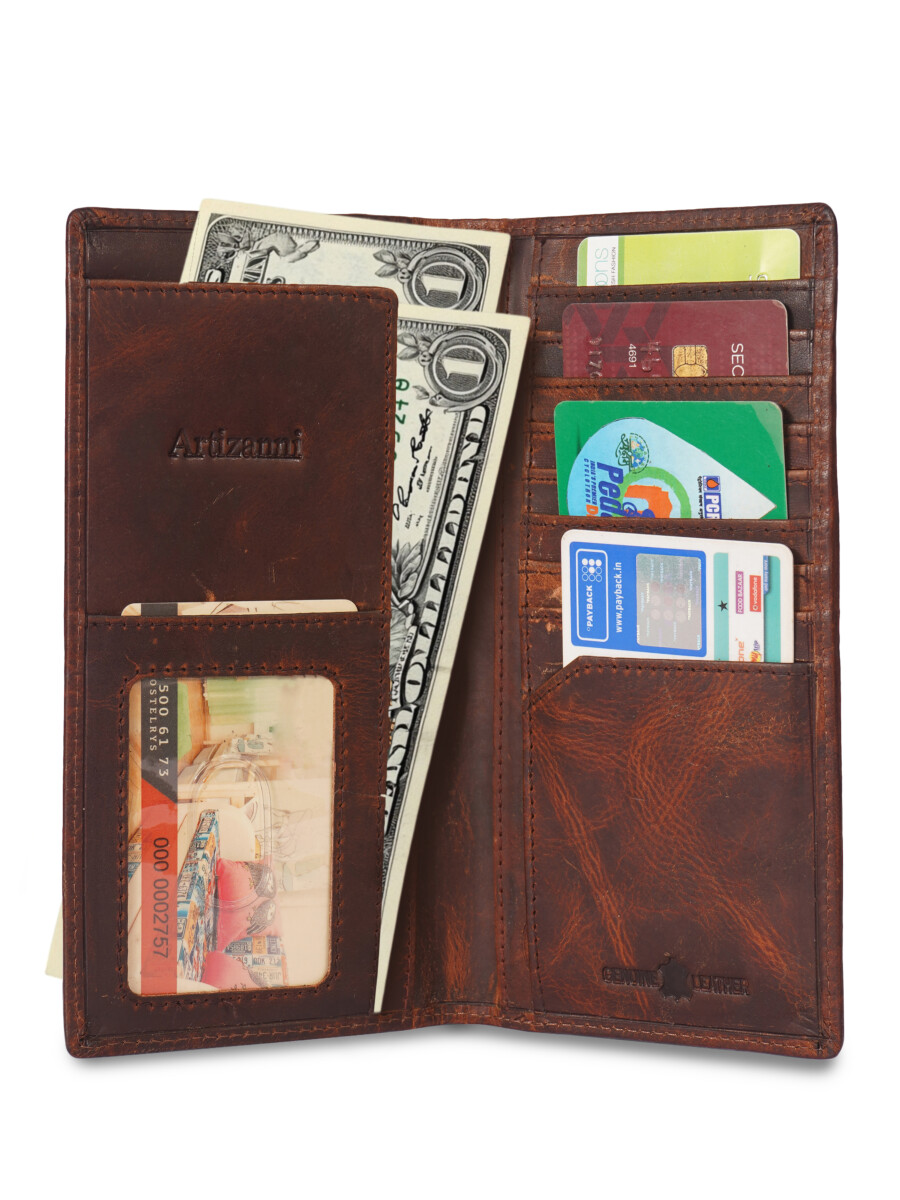 Flag Long Wallet Biker- Vintage Leather, RFID Blocking