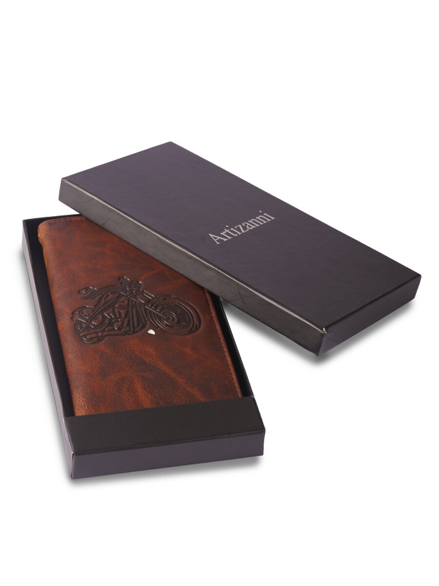 Flag Long Wallet Biker- Vintage Leather, RFID Blocking