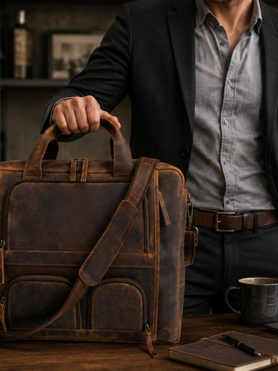 Commuter Leather Messenger bag with Dual Compartment AZ 053